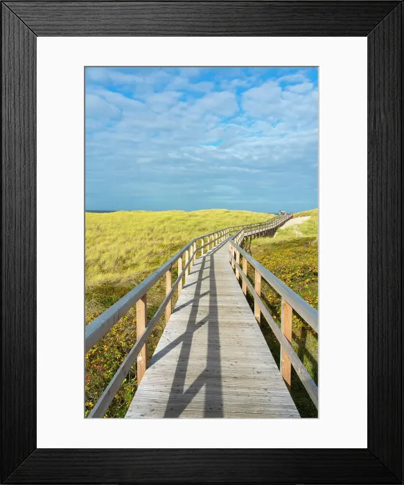 Framed Print : Wooden boardwalk leading to Kampen beach, Kampen, Sylt, Nordfriesland, Schleswig-Holstein, Germany Framed Print : Wooden boardwalk leading to Kampen beach, Kampen, Sylt, Nordfriesland, Schleswig-Holstein, Germany