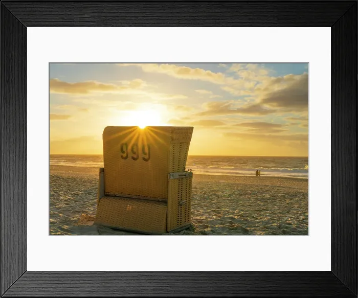 Framed Print : Beach chair at sunset, Wenningstedt beach, Sylt, Nordfriesland, Schleswig-Holstein, Germany Framed Print : Beach chair at sunset, Wenningstedt beach, Sylt, Nordfriesland, Schleswig-Holstein, Germany