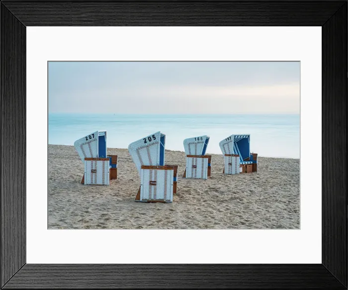 Framed Print : Beach chairs at Hornum beach at dawn, Sylt, Nordfriesland, Schleswig-Holstein, Germany Framed Print : Beach chairs at Hornum beach at dawn, Sylt, Nordfriesland, Schleswig-Holstein, Germany