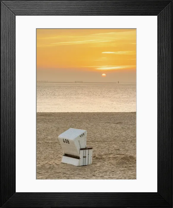Framed Print : Beach chairs at Hornum beach at sunrise, Sylt, Nordfriesland, Schleswig-Holstein, Germany Framed Print : Beach chairs at Hornum beach at sunrise, Sylt, Nordfriesland, Schleswig-Holstein, Germany