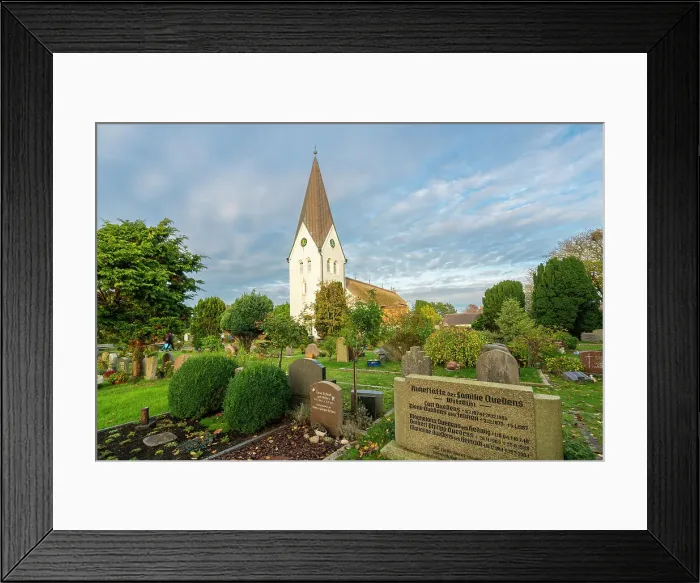Framed Print : St. Clemens church, Nebel, Amrum island, Nordfriesland, Schleswig-Holstein, Germany