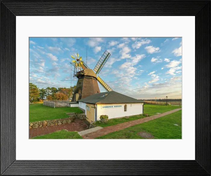 Framed Print : Amrum museum and mill, Nebel, Amrum island, Nordfriesland, Schleswig-Holstein, Germany