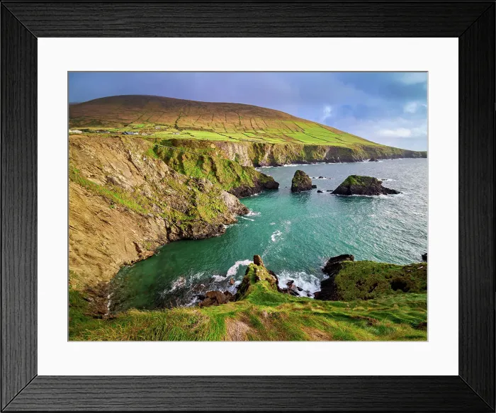 Framed Print : View over Dunquin Pier towards Dunmore Head, Dingle Peninsula, County Kerry, Ireland Framed Print : View over Dunquin Pier towards Dunmore Head, Dingle Peninsula, County Kerry, Ireland
