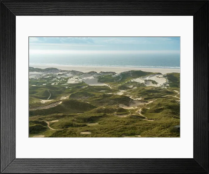 Framed Print : High angle view of sand dune landscape and beach near Wittdun, UNESCO, Amrum island, Nordfriesland, Schleswig-Holstein, Germany Framed Print : High angle view of sand dune landscape and beach near Wittdun, UNESCO, Amrum island, Nordfriesland, Schleswig-Holstein, Germany