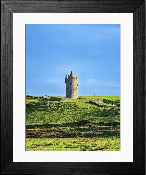 Framed Print : View towards the Doonagore Castle, Doonagore, County Clare, Ireland