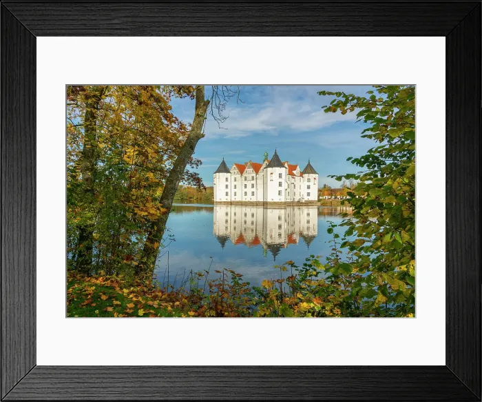 Framed Print : Glucksburg castle in autumn with reflection on Schlossteich, Glucksburg, Schleswig-Flensburg, Schleswig-Holstein, Germany Framed Print : Glucksburg castle in autumn with reflection on Schlossteich, Glucksburg, Schleswig-Flensburg, Schleswig-Holstein, Germany