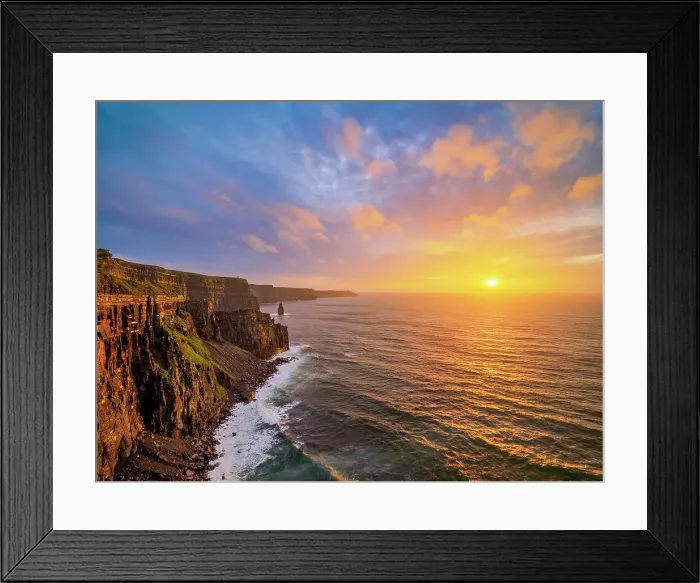 Framed Print : Cliffs of Moher at sunset, County Clare, Ireland Framed Print : Cliffs of Moher at sunset, County Clare, Ireland