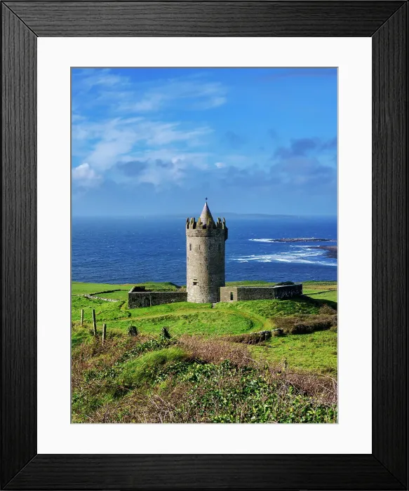 Framed Print : Doonagore Castle, elevated view, Doonagore, County Clare, Ireland