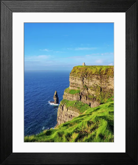 Framed Print : View towards the Branaunmore Sea Stack and O'Brien's Tower, Cliffs of Moher, County Clare, Ireland Framed Print : View towards the Branaunmore Sea Stack and O'Brien's Tower, Cliffs of Moher, County Clare, Ireland