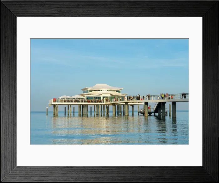 Framed Print : Wolkenlos restaurant on pier, Timmendorfer Strand, Ostholstein, Schleswig-Holstein, Germany Framed Print : Wolkenlos restaurant on pier, Timmendorfer Strand, Ostholstein, Schleswig-Holstein, Germany