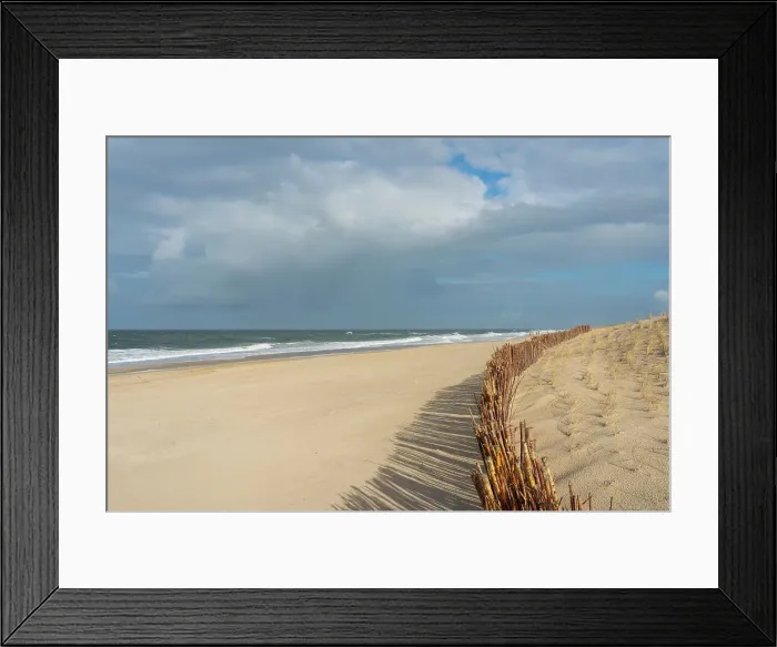 Framed Print : Sandy beach at Kampen against cloudy sky, Sylt, Nordfriesland, Schleswig-Holstein, Germany Framed Print : Sandy beach at Kampen against cloudy sky, Sylt, Nordfriesland, Schleswig-Holstein, Germany