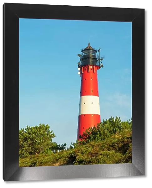 Hornum lighthouse against sky, Hornum, Sylt, Nordfriesland, Schleswig-Holstein, Germany