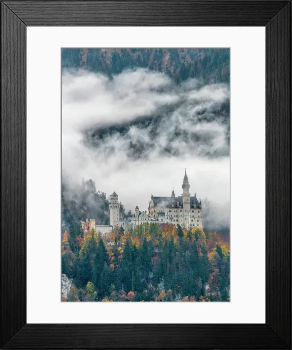 Framed Print : Neuschwanstein Castle in Mist, Fussen, Bavaria, Germany Framed Print : Neuschwanstein Castle in Mist, Fussen, Bavaria, Germany