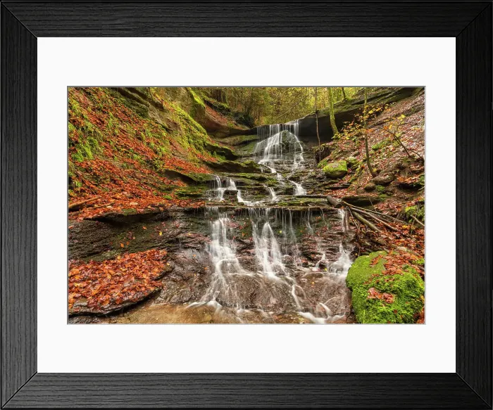 Framed Print : Hinterer Waterfall in Autumn, Horschbach, Murrhardt, Baden-Wurttemberg, Germany Framed Print : Hinterer Waterfall in Autumn, Horschbach, Murrhardt, Baden-Wurttemberg, Germany