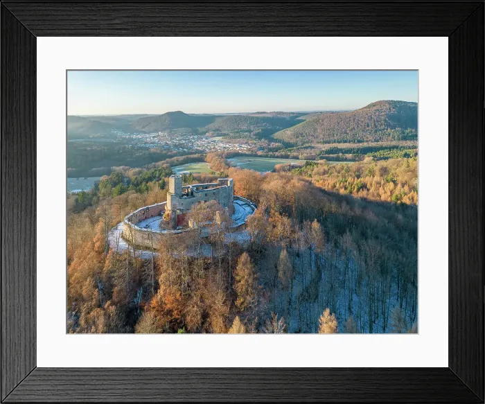 Framed Print : Aerial view at Grafenstein castle, Merzalben, Palatinate forest, Rhineland-Palatinate, Germany Framed Print : Aerial view at Grafenstein castle, Merzalben, Palatinate forest, Rhineland-Palatinate, Germany