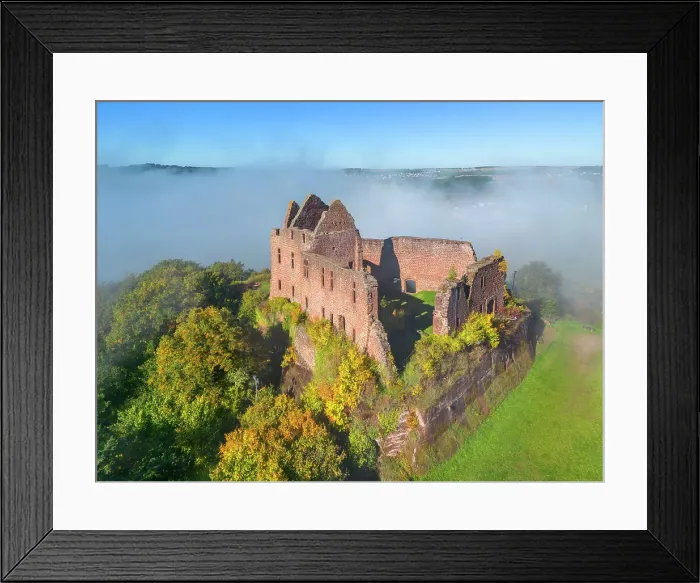 Framed Print : Aerial view at Freudenburg castle, Freundenburg, Hunsruck, Rhineland-Palatinate, Germany Framed Print : Aerial view at Freudenburg castle, Freundenburg, Hunsruck, Rhineland-Palatinate, Germany