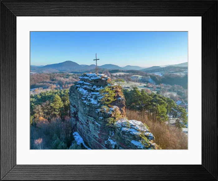 Framed Print : Aerial view at the Engelmanns rock near Gossenweiler-Stein, Palatinate forest, Rhineland-Palatinate, Germany Framed Print : Aerial view at the Engelmanns rock near Gossenweiler-Stein, Palatinate forest, Rhineland-Palatinate, Germany