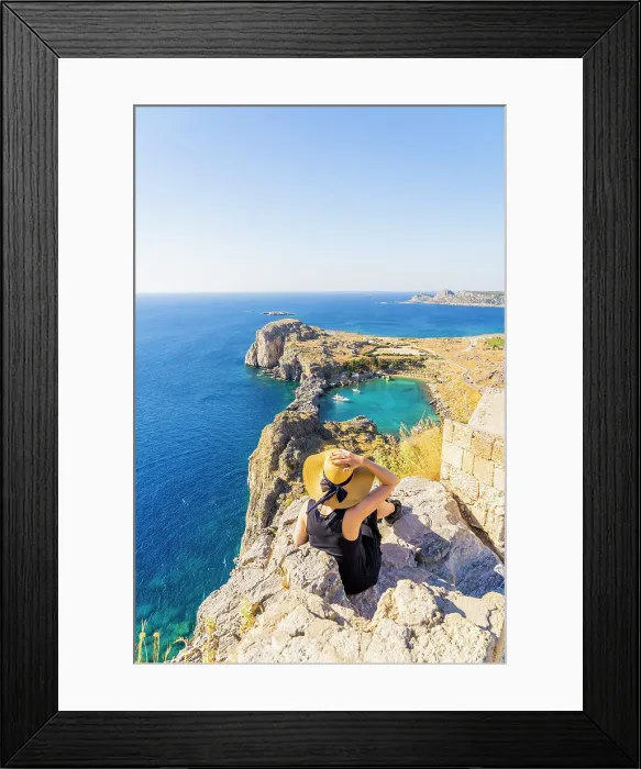 Framed Print : A woman in a hat at the Lindos Acropolis, Lindos, Rhodes, Dodecanese Islands, Greece. (MR) Framed Print : A woman in a hat at the Lindos Acropolis, Lindos, Rhodes, Dodecanese Islands, Greece. (MR)