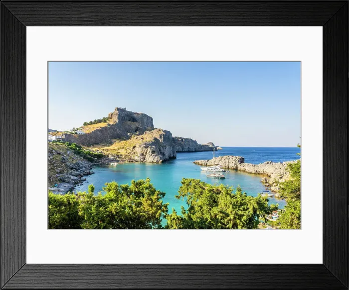 Framed Print : The Arcopolis of Lindos and St Pauls Bay, Lindos, Rhodes, Dodecanese Islands, Greece Framed Print : The Arcopolis of Lindos and St Pauls Bay, Lindos, Rhodes, Dodecanese Islands, Greece