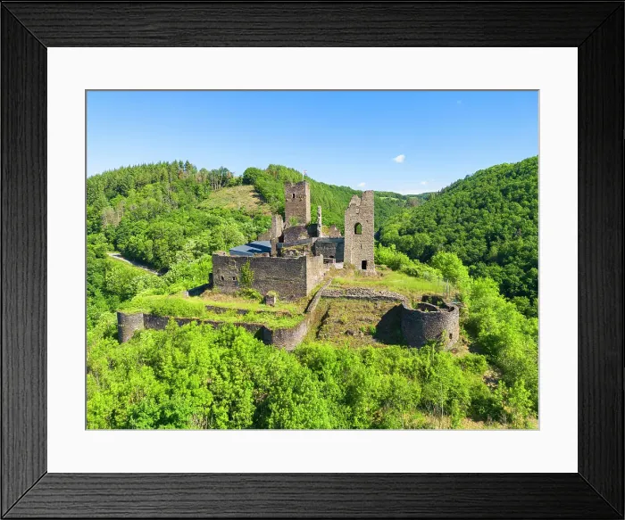 Framed Print : Aerial view at Brandenbourg castle, Tandel-Brandenbourg, canton Vianden, Luxembourg
