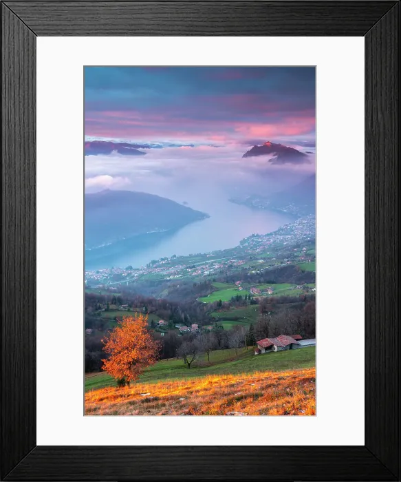 Framed Print : Iseo lake at sunset, Brescia province in Lombardy district, Italy Framed Print : Iseo lake at sunset, Brescia province in Lombardy district, Italy