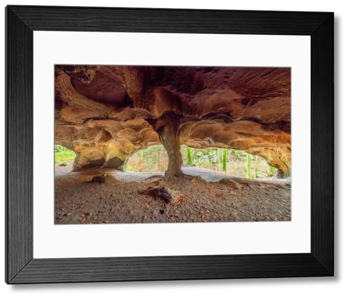 Framed Print : Roman built cave Huel Lee at Aesbech valley near Echternach, canton Echternach, Luxembourg Framed Print : Roman built cave Huel Lee at Aesbech valley near Echternach, canton Echternach, Luxembourg