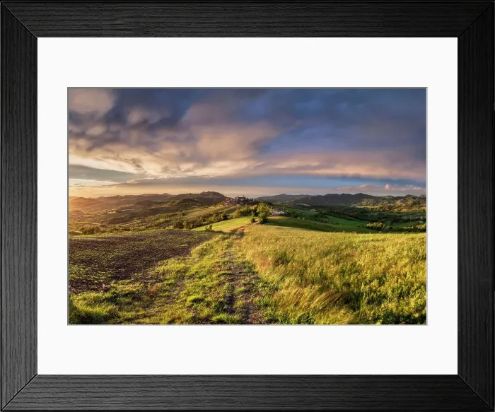 Framed Print : Alessandria hills at sunset, Alessandria province, Piedmont, Italy Framed Print : Alessandria hills at sunset, Alessandria province, Piedmont, Italy