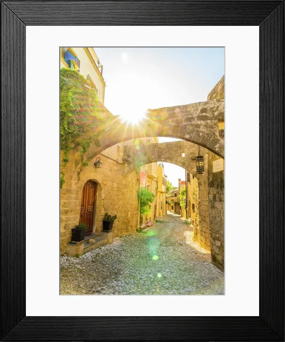 Framed Print : A street in the Medieval City of Rhodes, UNESCO, Rhodes, Dodecanese Islands, Greece