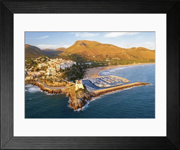Framed Print : Sperlonga with the tower and the marina surrounded by hills and mountains, Sperlonga, Latium, Italy Framed Print : Sperlonga with the tower and the marina surrounded by hills and mountains, Sperlonga, Latium, Italy