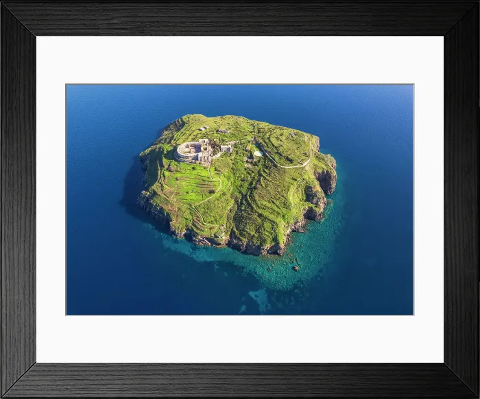 Framed Print : Santo Stefano with the panopticon prison, Pontine islands, Tyrrhenian sea, Mediterranean sea, Latina province, Latium, Central Italy, Italy