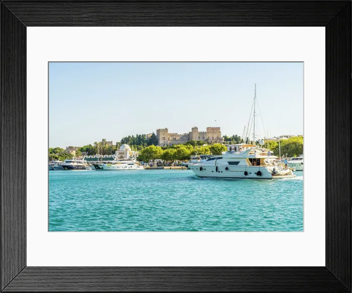 Framed Print : Harbour, looking towards the Medieval City of Rhodes, UNESCO, Rhodes, Dodecanese Islands, Greece Framed Print : Harbour, looking towards the Medieval City of Rhodes, UNESCO, Rhodes, Dodecanese Islands, Greece
