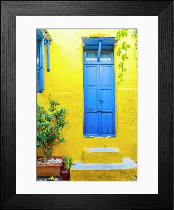 Framed Print : A colourful facade in the Rhodes Medieval city, UNESCO Rhodes, Dodecanese Islands, Greece Framed Print : A colourful facade in the Rhodes Medieval city, UNESCO Rhodes, Dodecanese Islands, Greece
