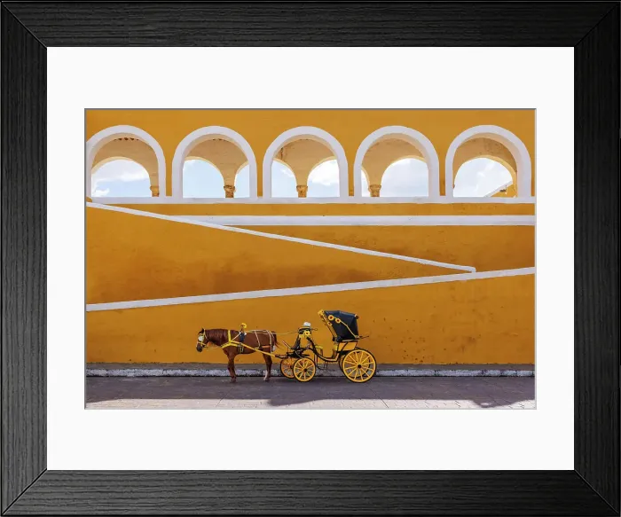 Framed Print : Horse and carriage in front of the Convent San Antonio de Padua, Izamal, Yucatan, Mexico Framed Print : Horse and carriage in front of the Convent San Antonio de Padua, Izamal, Yucatan, Mexico