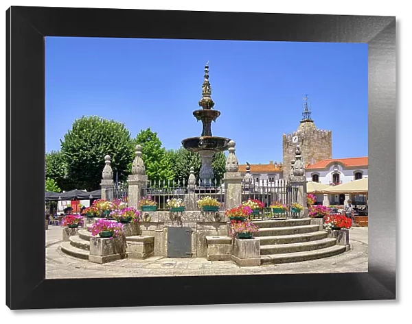 The beautiful 16th century fountain in the historic center of Caminha. Alto Minho, Portugal