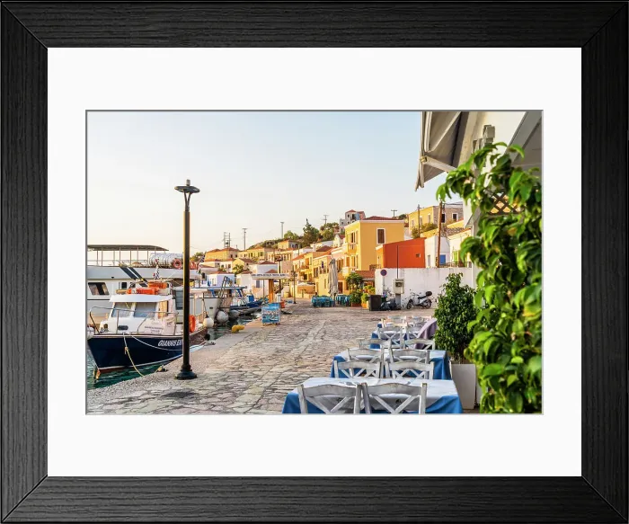 Framed Print : The colourful harbour in Halki, Chalki, Dodecanese Islands, Greece Framed Print : The colourful harbour in Halki, Chalki, Dodecanese Islands, Greece