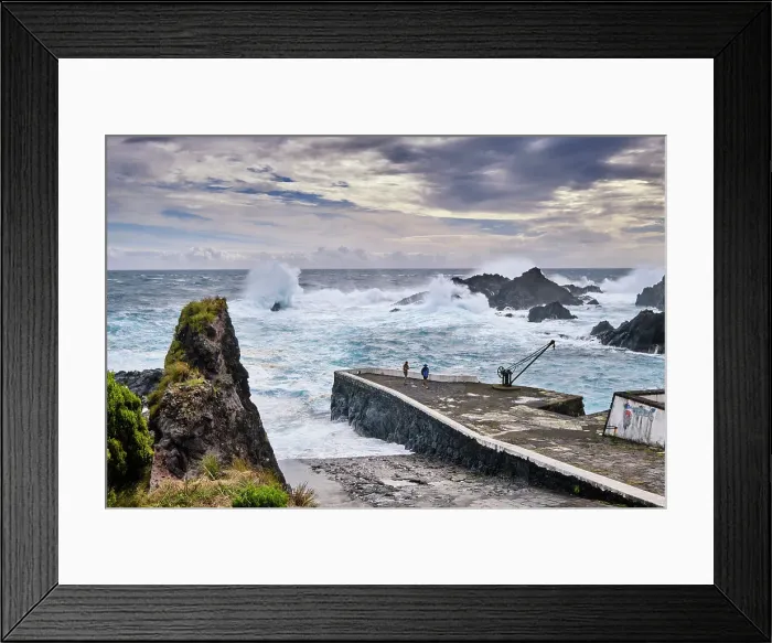 Framed Print : The old harbour of Santa Cruz on a stormy day. Flores island, Azores islands. Portugal Framed Print : The old harbour of Santa Cruz on a stormy day. Flores island, Azores islands. Portugal