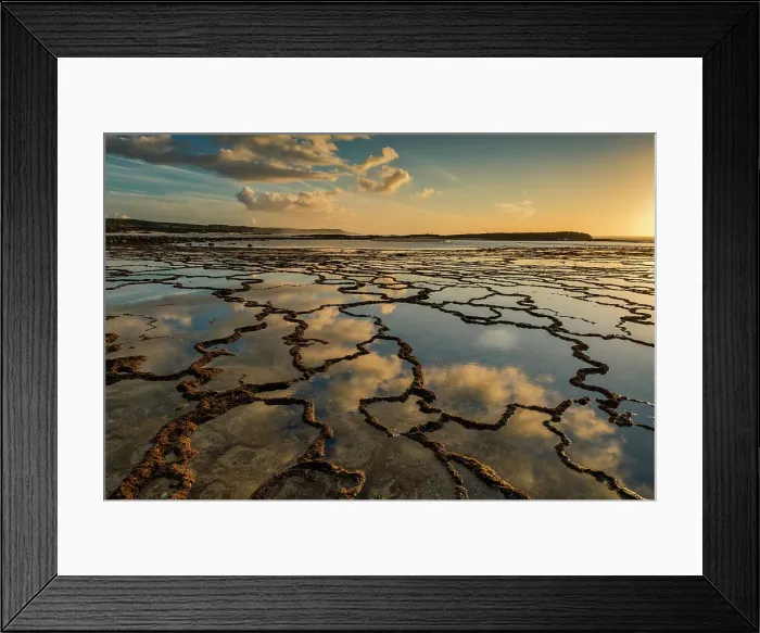 Framed Print : Clouds Refelcting in Tide Pools at Sunset, Vila Nova de Milfontes, Alentejo, Portugal Framed Print : Clouds Refelcting in Tide Pools at Sunset, Vila Nova de Milfontes, Alentejo, Portugal