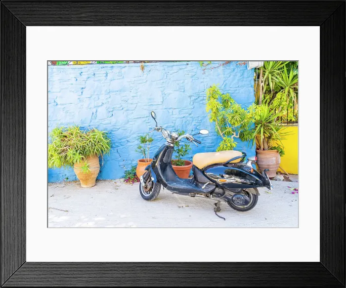Framed Print : A scooter in Symi, Dodecanese Islands, Greece