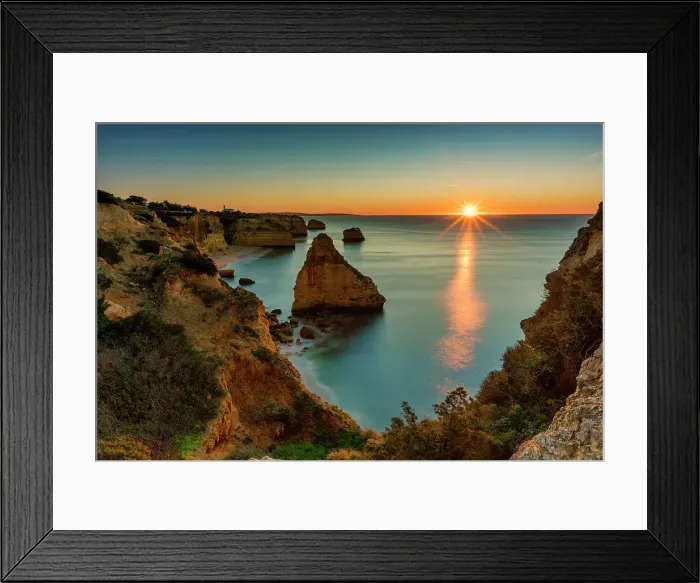 Framed Print : Sea Stacks at Sunrise, Praia de Marinha, Algarve, Portugal Framed Print : Sea Stacks at Sunrise, Praia de Marinha, Algarve, Portugal