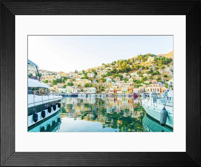 Framed Print : The colourful harbour in Symi, Dodecanese Islands, Greece Framed Print : The colourful harbour in Symi, Dodecanese Islands, Greece