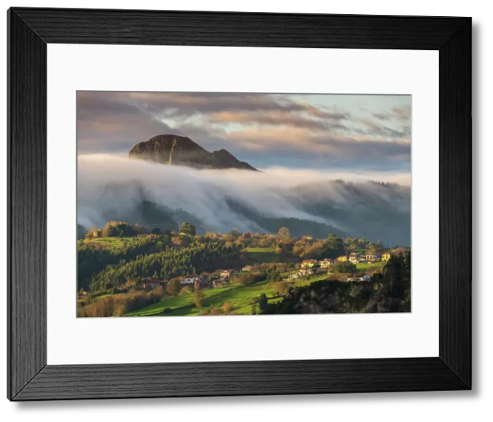 Framed Print : Rolling low clouds in a scenic mountain landscape, Asturias, Spain Framed Print : Rolling low clouds in a scenic mountain landscape, Asturias, Spain