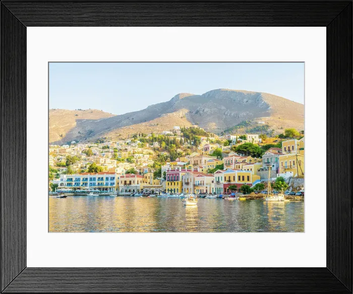 Framed Print : The colourful harbour in Symi, Dodecanese Islands, Greece Framed Print : The colourful harbour in Symi, Dodecanese Islands, Greece