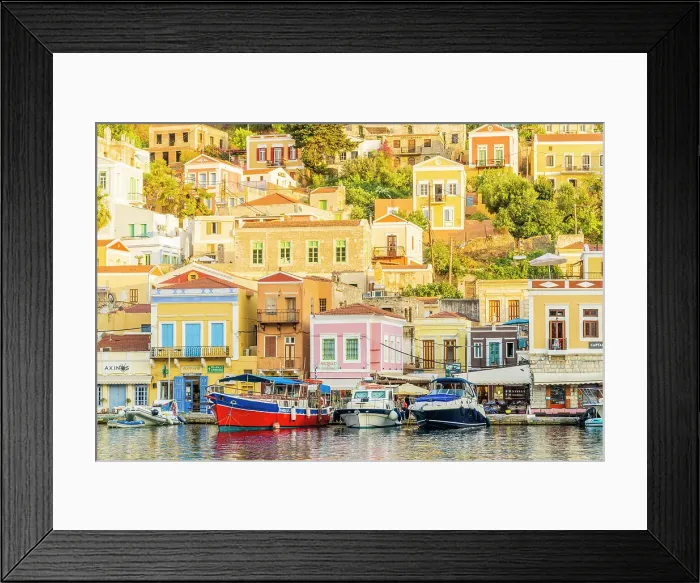 Framed Print : The colourful harbour in Symi, Dodecanese Islands, Greece Framed Print : The colourful harbour in Symi, Dodecanese Islands, Greece