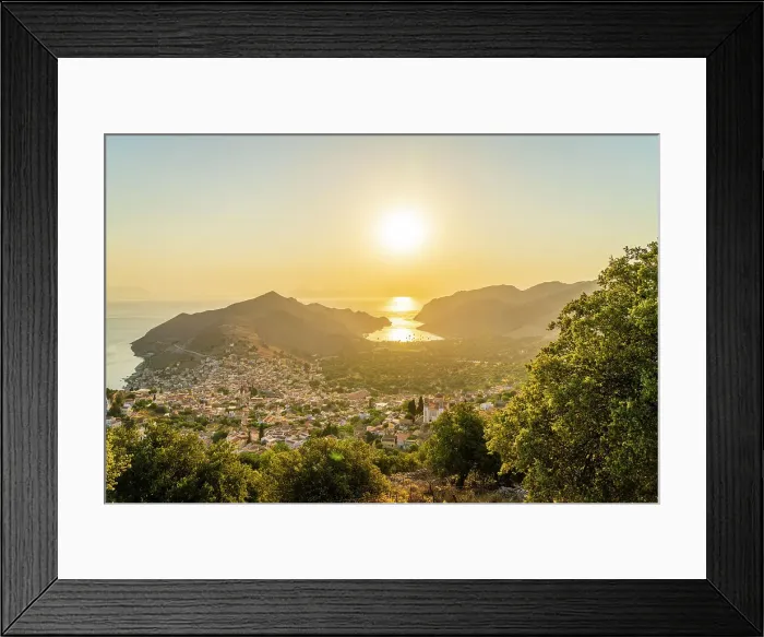 Framed Print : Elevated view over Symi, Dodecanese Islands, Greece Framed Print : Elevated view over Symi, Dodecanese Islands, Greece