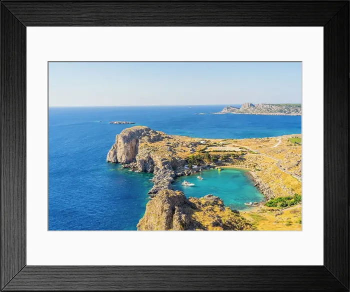 Framed Print : The view from The Acropolis of Lindos, Rhodes, Dodecanese Islands, Greece Framed Print : The view from The Acropolis of Lindos, Rhodes, Dodecanese Islands, Greece
