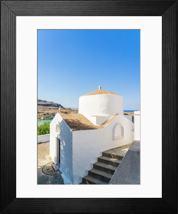 Framed Print : Chapel of Saint George Pahimahiotis, Lindos, Dodecanese Islands, Greece Framed Print : Chapel of Saint George Pahimahiotis, Lindos, Dodecanese Islands, Greece