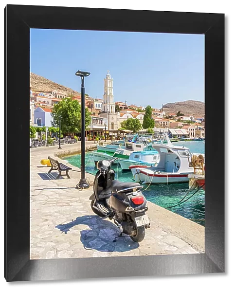St Nicholas Church and the harbour, Halki, Dodecanese Islands, Greece
