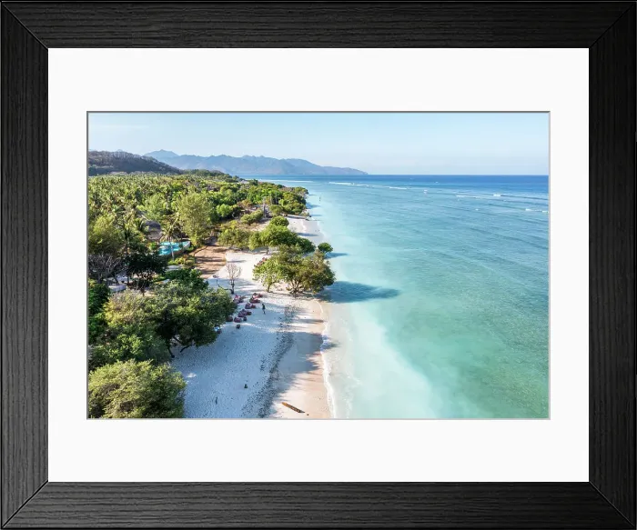 Framed Print : beach and coastline of Gili Trawangan from above, Lombok, Indonesia Framed Print : beach and coastline of Gili Trawangan from above, Lombok, Indonesia