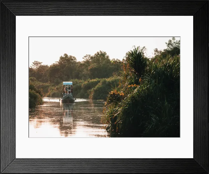 Framed Print : Traditional Klotok with tourists on the Sekonyer River, Tanjung Puting National Park, Kalimantan, Borneo, Indonesia, Southeast Asia, Asia