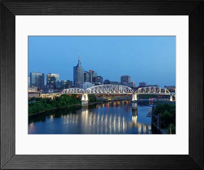 Framed Print : Nashville, Skyline, The John Seigenthaler Pedestrian Bridge (previously called the Shelby Street Bridge), Cumberland River, Tennessee, USA Framed Print : Nashville, Skyline, The John Seigenthaler Pedestrian Bridge (previously called the Shelby Street Bridge), Cumberland River, Tennessee, USA